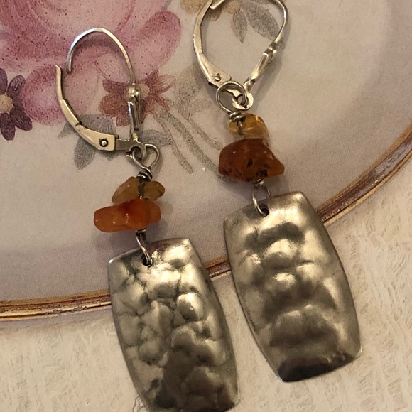 Rare Vintage Silpada Sterling Silver Citrine and Carnelian Stone Earrings W0887 - Picture 7 of 16